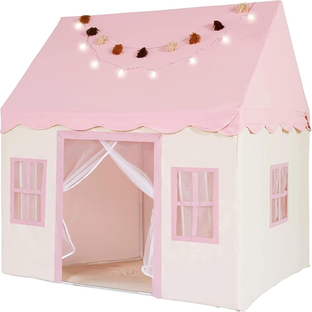 imagePlay Tent with Mat Star Light Large Kids Playhouse with Windows Easy to Wash Indoor and Outdoor Play Tents for Kids Little Dove Toys for Girls Boys 47x40x52 Beige Playhouse Large SizePlay Tent Pink