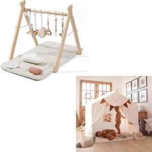 little dove Foldable Baby Play Gym with Mat+Kids Play Tent